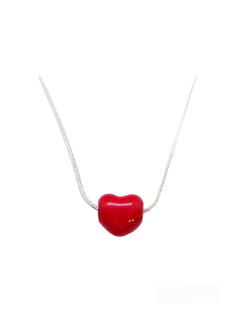 Necklace with silver 925 red heart